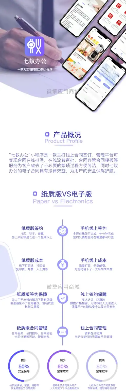 最新七蚁电子合同小程序v1.1.8：高效办公与电子签约解决方案-小文资源网
