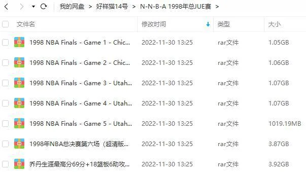 NBA视频-1998年NBA总决赛公牛VS爵士全六场比赛英语原声视频合集[MP4/13.04GB]百度云网盘下载