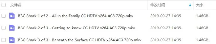 纪录片《鲨鱼》BBC出品(高清3集)英音中字视频合集【百度云网盘下载】