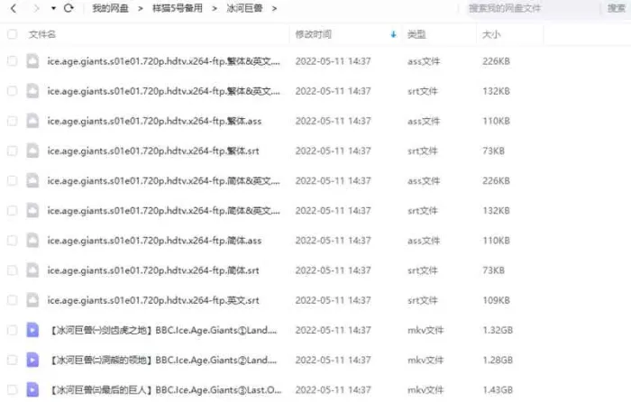 BBC纪录片《冰河巨兽》视频3集英语外挂中字[MP4/4.03GB]百度云网盘下载