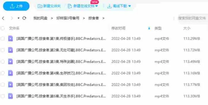 BBC纪录片《掠食者》全6集视频英语中字[MP4/680.13MB]百度云网盘下载