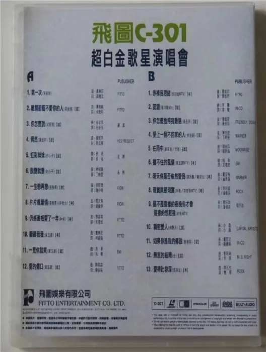 [DVD香港演唱会][飞图 C-301 超白金歌星演唱会][LD转DVD][DVD ISO][4.04G+3.01G][百度网盘]
