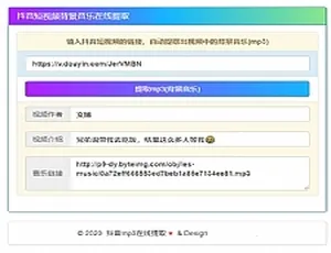 抖音视频BGM在线纯源码提取：无需第三方接口-小文资源网