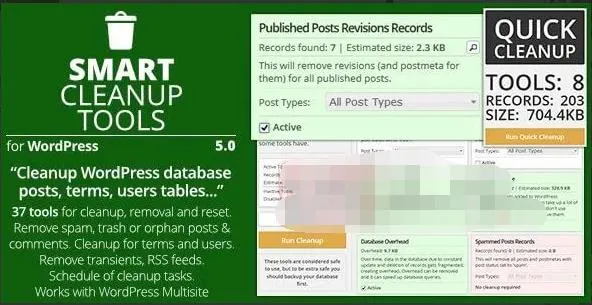 Smart Cleanup Tools 5.0汉化中文破解版|数据库智能清理优化WordPress插件