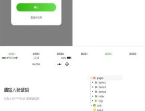 实用小程序前端模板：功能模块与三个手机短信验证码页面模板