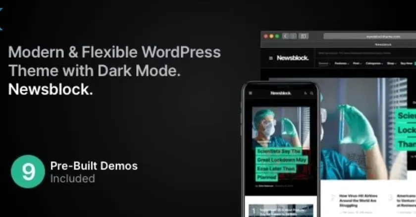 Newsblock 1.2.5完美汉化中文版|黑暗模式的现代新闻杂志WordPress主题模板