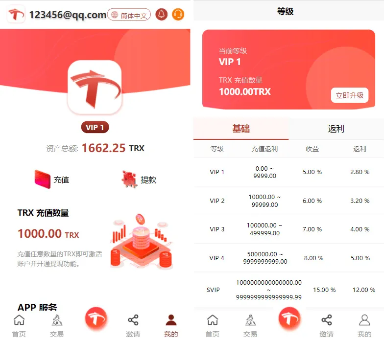 uniapp版多语言TRX系统/TRX理财系统/虚拟币挖矿