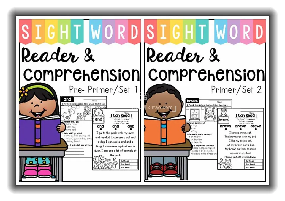 [英语教材]《Sight Word Read Comprehension高频词阅读理解练习册》[英文字幕][全3册共200多页][22M][百度网盘]