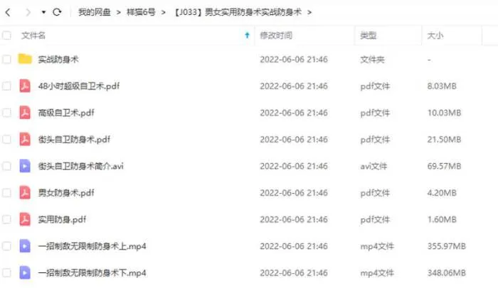 [男女实用防身术实战防身术视频教程合集][AVI/MP4/2.24GB]百度云网盘下载