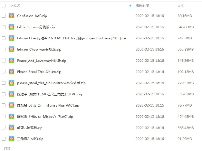 陈冠希[10张专辑]无损歌曲合集百度云网盘下载[WAVMP33.64GB]