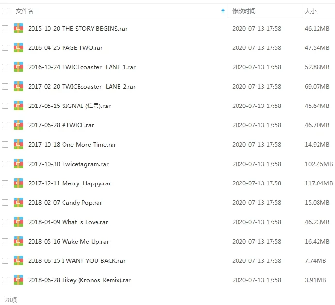 TWICE[28张专辑单曲]合集百度云网盘下载资源（2015-2020）[MP31.32GB]