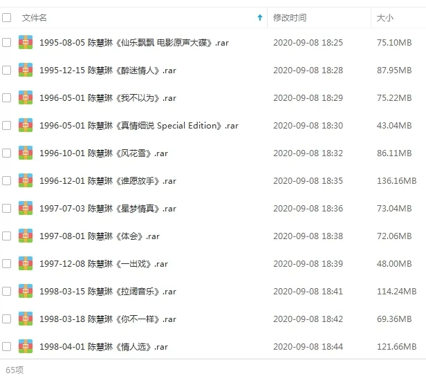 陈慧琳歌曲合集百度云网盘下载(1995-2018年65张专辑单曲)[MP36.30GB]