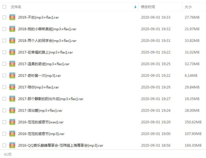 范范范玮琪歌曲合集百度云网盘资源分享下载(2000-2019年13张专辑单曲)[FLACMP35.08GB]