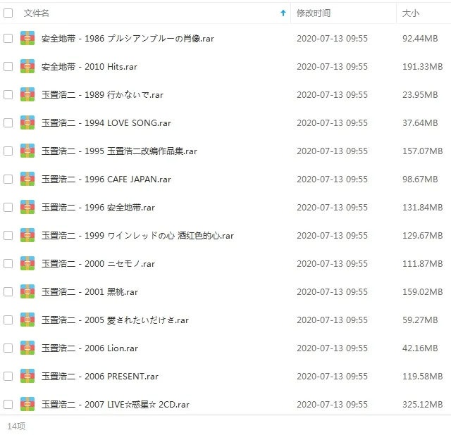 玉置浩二歌曲合集百度云网盘下载(1986-2007年14张专辑)[MP31.64GB]
