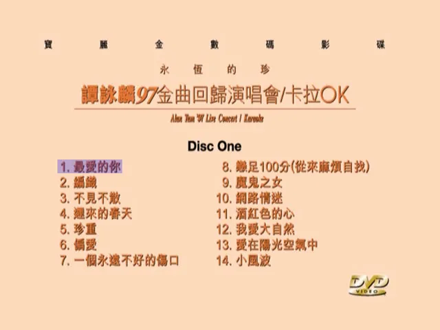 [DVD香港演唱会][谭咏麟 – 永恒的珍97金曲回归演唱会1997 双角度 Karaoke 卡拉OK][2DVD ISO][7.63G][百度网盘]