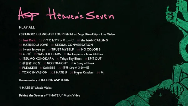 [BD日本演唱会][ASP – KiLLiNG ASP TOUR FiNAL at ZEPP DIVERCITY 2023][BDISO][39.9GB][百度网盘]