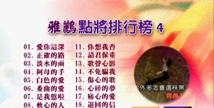 [DVD音乐专辑碟][群星 – 雅鹂点将排行榜4][KTV][NRG][4.19G][百度网盘]