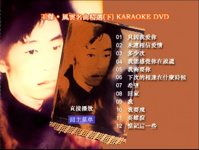 [DVD音乐专辑碟][王杰 – 风云名曲][KTV][2DVD-ISO][3.73G+2.70G][百度网盘]