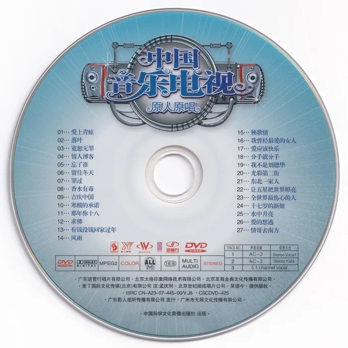 [DVD音乐专辑碟][群星 – 中国音乐电视 原人原唱][影人视听] [KTV] [DVD ISO][4.06G][百度网盘]
