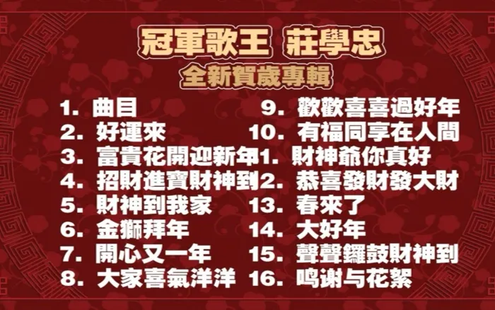 [DVD音乐专辑碟][庄学忠 – 好运来 贺岁专辑 原声原影 Karaoke][DVD ISO][3.25G][百度网盘]