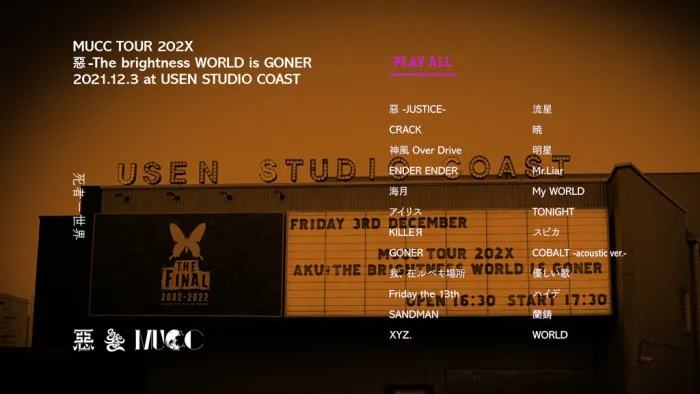 [BD日本演唱会][ムック – TOUR 202X 恶 – The brightness WORLD is GONER 2022][BDISO 2BD][73.8GB][百度网盘]