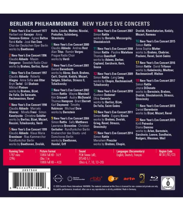 [BD欧美演唱会][柏林爱乐乐团1996-2019 新年跨年音乐会 Berliner Philharmoniker New Year-s Eve Concert from Berlin 1996-2019][BDMV][19BD][421GB][百度网盘]