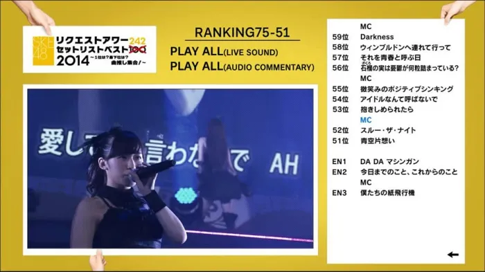 [BD日本演唱会][SKE48组合 SKE48 Request Hour Setlist Best 242 2014 乐曲年度选拔演唱会][BDMV 5BD][178G][百度网盘]